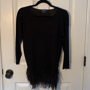 Polo Ralph Lauren black feathered top